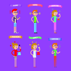 Set of characters . isolated vector design. 