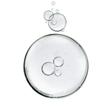 water bubbles floats or cosmetic liquid serum drops on white background. skin care concept