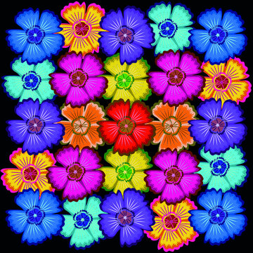 Flowers in bright colors