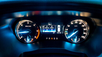 Fototapeta na wymiar Close up. Speedometer of a car dashboard