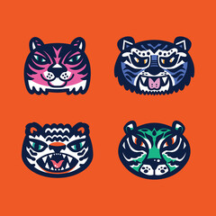 Head of the tiger in cartoon style. Vector design