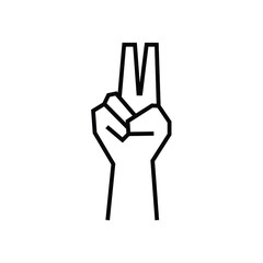 Two fingers hand icon vector isolated on white, sign and symbol illustration.