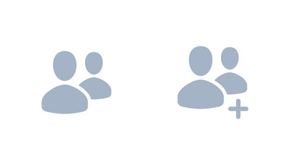 Two people icon set, add people, vector group user illustration set
