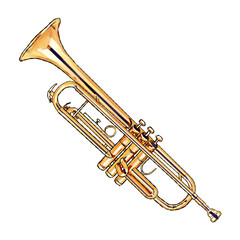 Fototapeta na wymiar Gold trumpet isolated on white background, illustration