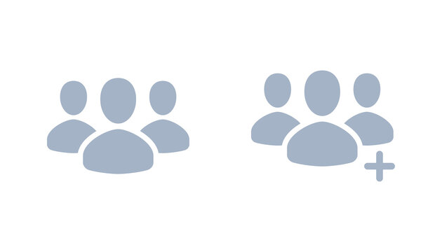 Three people icon set, add people, vector group user illustration set