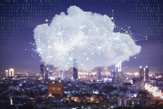 Cloud computing technology concept with 3d rendering cloud with digital connection