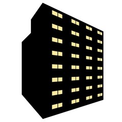 8階建てのマンション(シルエット)(ライトあり）