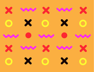 Pattern background game style, retro and funny shapes.