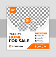 Real estate house social media post or square banner template design