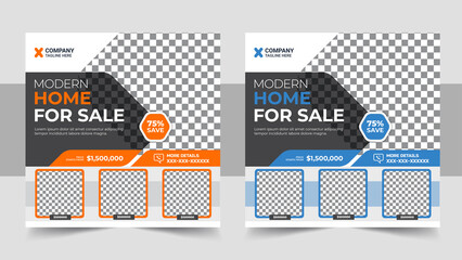 Elegant home for sale social media post template layout
