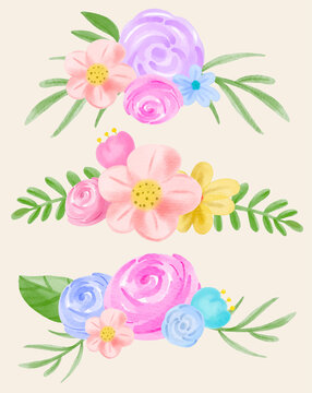 Watercolor Pastel Bouquet flower botanica vector