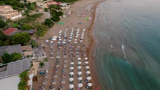 Aerial droen view of beach in summer greece europe