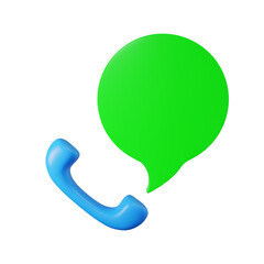 Call sign with chat bubble icon isolated on white background with clipping path, 3D rendering illustration