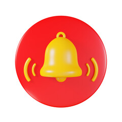 Bell alarm sign on bubble icon, notification for social media concept isolated on white background with clipping path, 3D rendering illustration