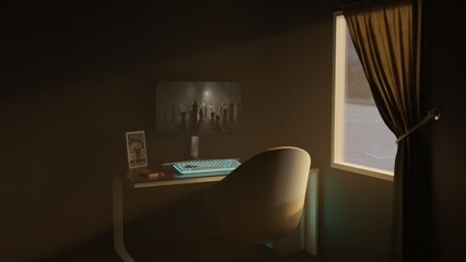 3D render of modern workspace room