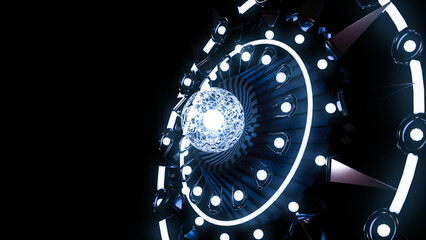 3D render of futuristic electrical core reaction