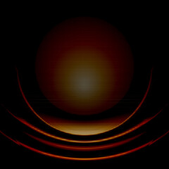 An abstract pattern of a brown ball on a black background. 3d.