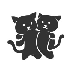 Cat Hug Friend Icon Illustration Brand Identity