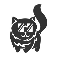 Cat standing with glasses Icon Illustration Brand Identity