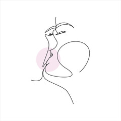 Continuous line drawing. Kissing couple modern line art