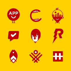 set of icons and logos for brands