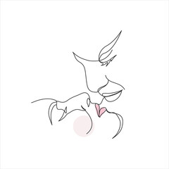 Continuous one line drawing. lips kiss line art.
