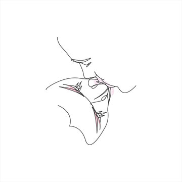recommend clip art: One line drawing couple valentine kissing line art
