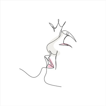 recommend clip art: One line drawing kissing couple. Abstract line art.