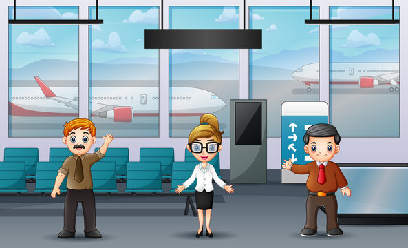 Illustration of Airport staff at the terminal