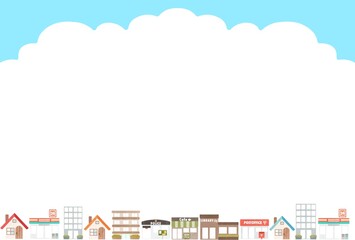 街並み フレーム イラスト素材 背景