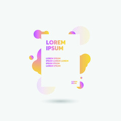 modern graphic elements. Dynamical colored forms and line. Vector illustration for banner, poster, logo, cover design. Yellow, cyan, pink, purple hatched shapes, stars and dots.