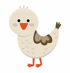 Vector gosling icon. Cute cartoon little goose illustration for kids. Farm baby bird isolated on white background. Colorful flat animal picture for children.