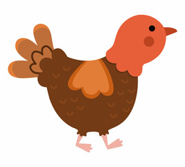 Vector little turkey icon. Cute cartoon gobbler illustration for kids. Farm baby bird isolated on white background. Colorful flat animal picture for children.