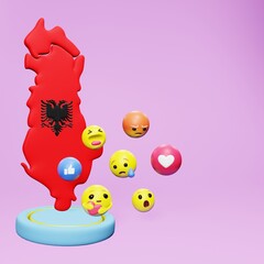 3d rendering of social media emoticon use in Albania for product promotion