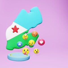 3d rendering of social media emoticon use in Djibouti for product promotion