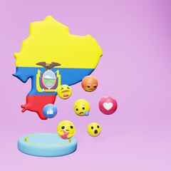 3d rendering of social media emoticon use in Ecuador for product promotion