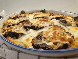 Italian lasagna dish with eggplant and cheese