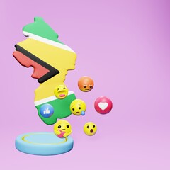 3d rendering of social media emoticon use in Guyana for product promotion