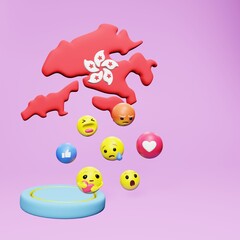 3d rendering of social media emoticon use in Hongkong for product promotion