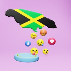 3d rendering of social media emoticon use in Jamaica for product promotion