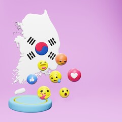 3d rendering of social media emoticon use in Korea for product promotion