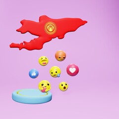 3d rendering of social media emoticon use in Kyrgyzstan for product promotion
