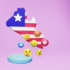 3d rendering of social media emoticon use in Liberia for product promotion