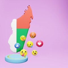 3d rendering of social media emoticon use in Madagascar for product promotion