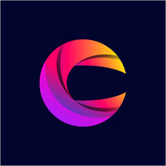 Abstract and unique C letter gradient multicolored-1