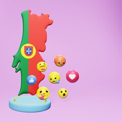 3d rendering of social media emoticon use in Portugal for product promotion