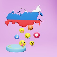 3d rendering of social media emoticon use in Russia for product promotion