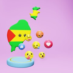 3d rendering of social media emoticon use in Sao Tome and Principe for product promotion