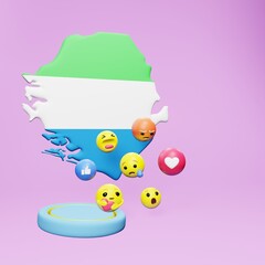 3d rendering of social media emoticon use in Sierra Leone for product promotion