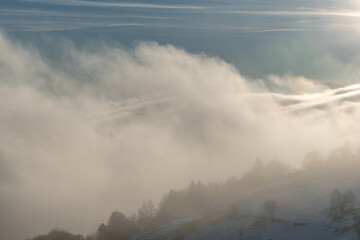 Cloud sea in the mountain in winter.